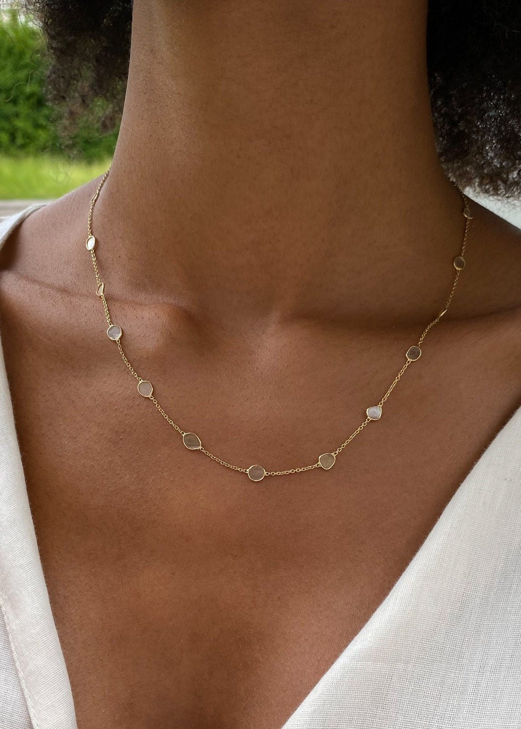 Polki Diamond Necklace and Howlite Turquoise Pendant