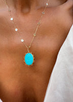 Polki Diamond Necklace and Howlite Turquoise Pendant