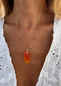 Coral Necklace with Carnelian-Chalcedony Fish