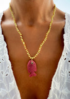 Thulite Fish Necklace