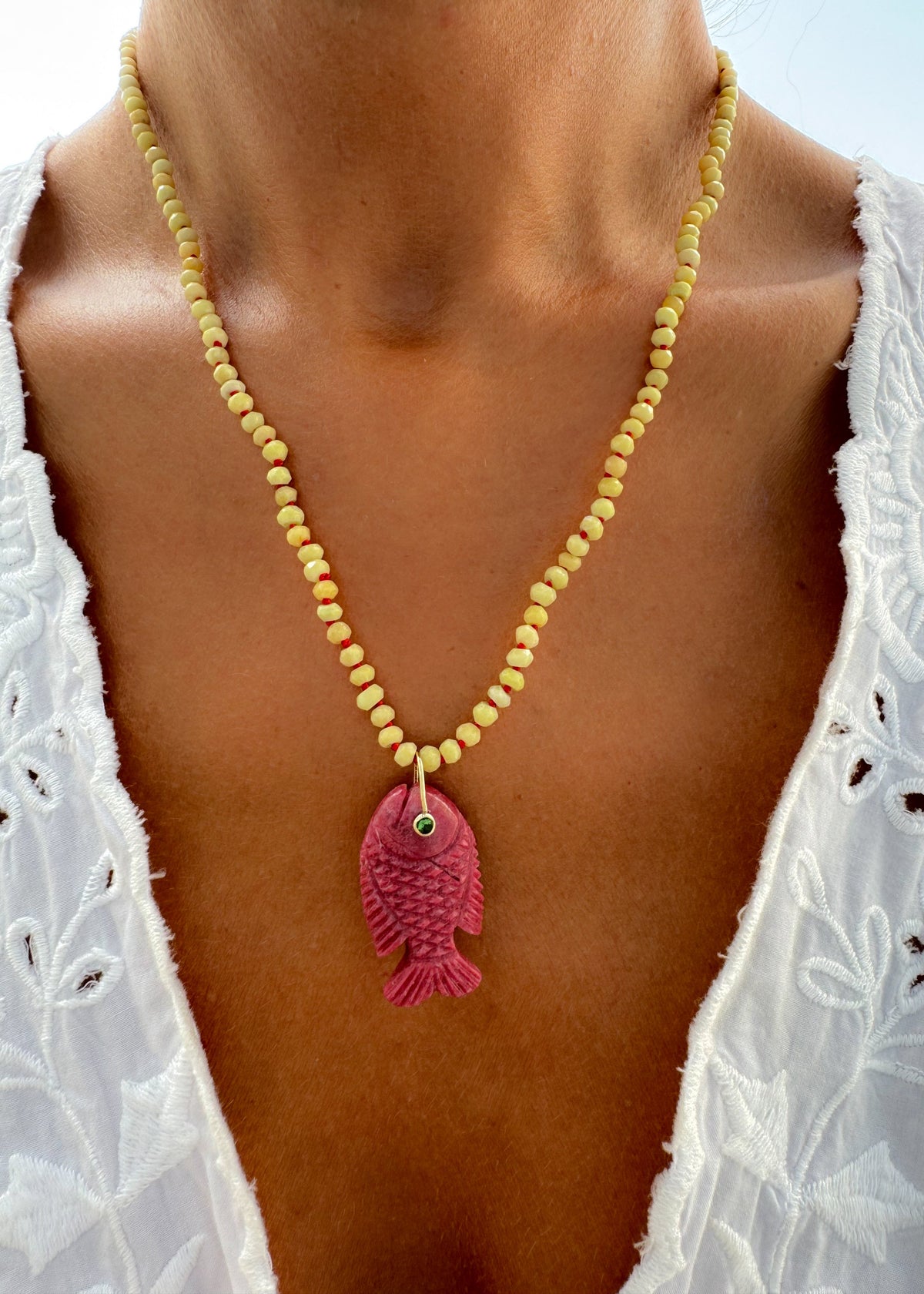 Thulite Fish Necklace