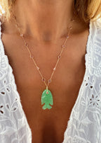 Pink Tourmaline Necklace with Chrysoprase Fish Pendant
