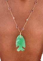 Pink Tourmaline Necklace with Chrysoprase Fish Pendant