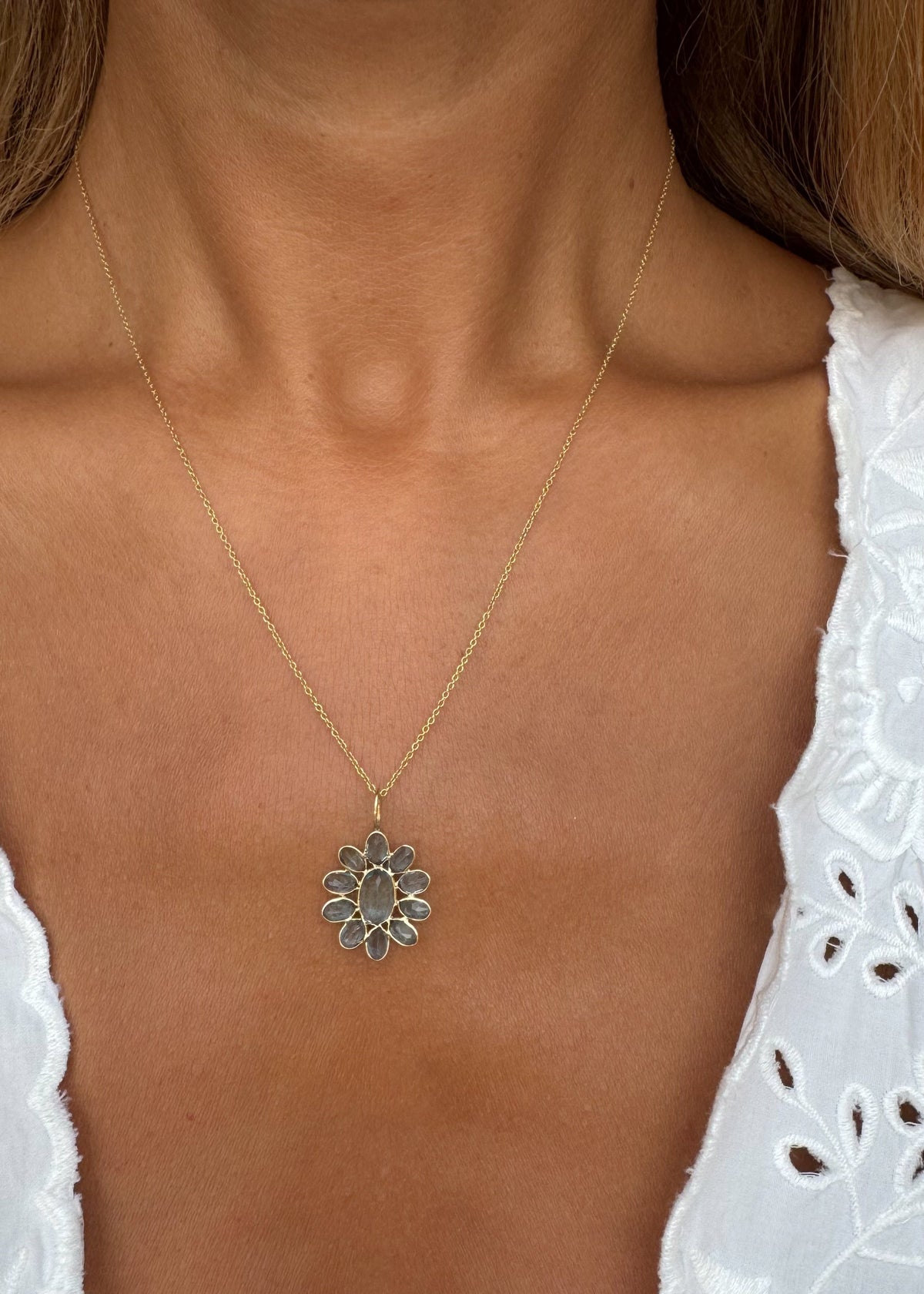 Blue Topas Flower Necklace