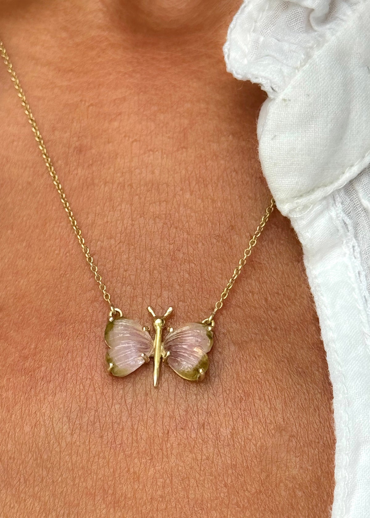 Tourmaline Butterfly Necklace - exclusive online