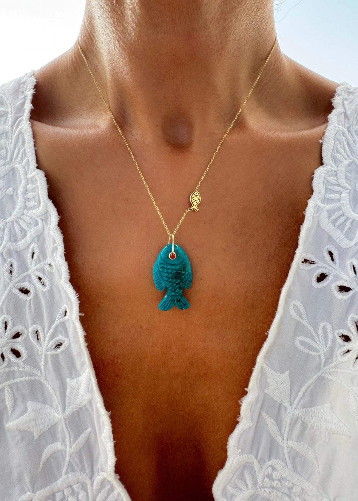 Chrysocolla Fish Necklace