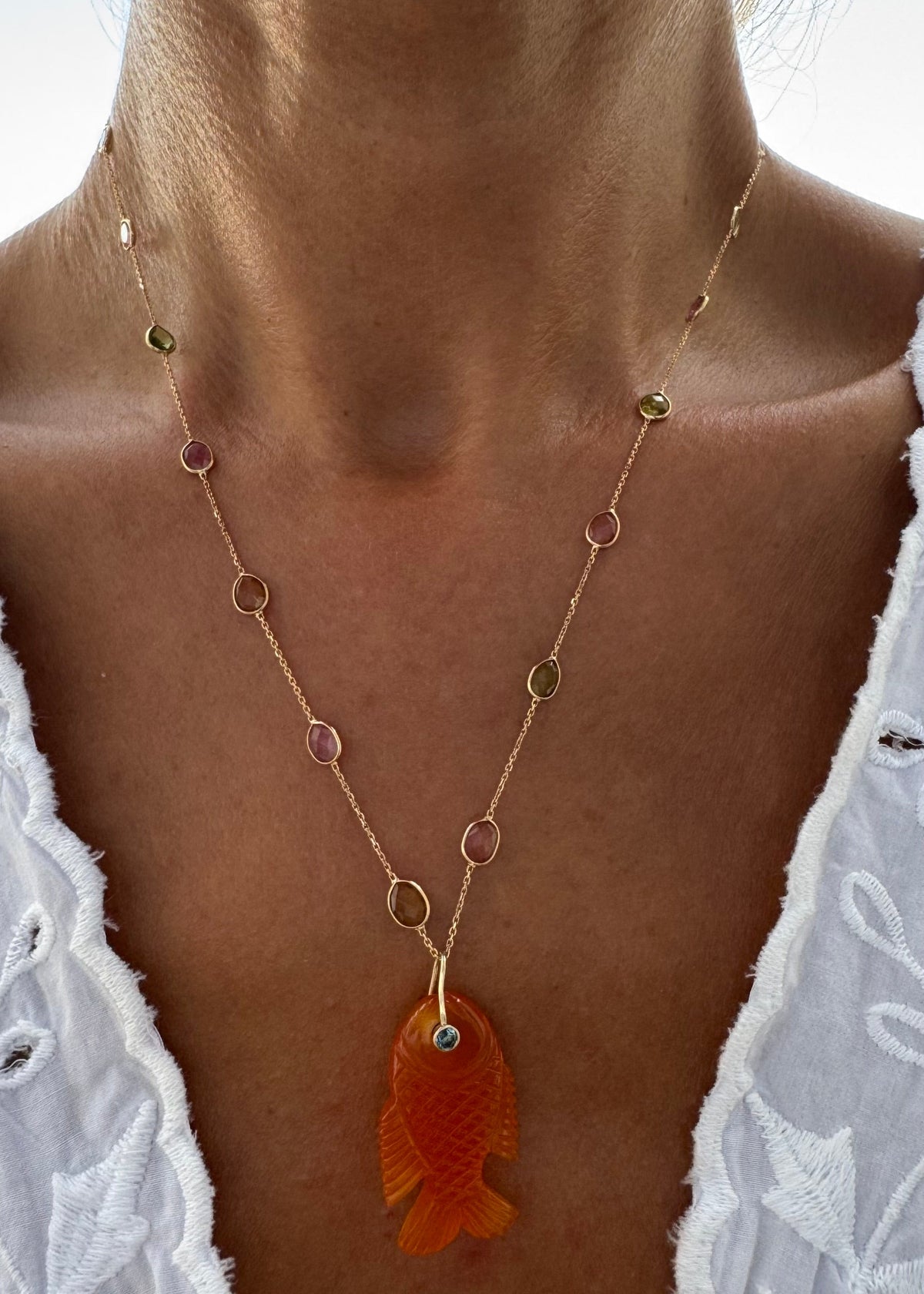 Tourmaline Fish Necklace
