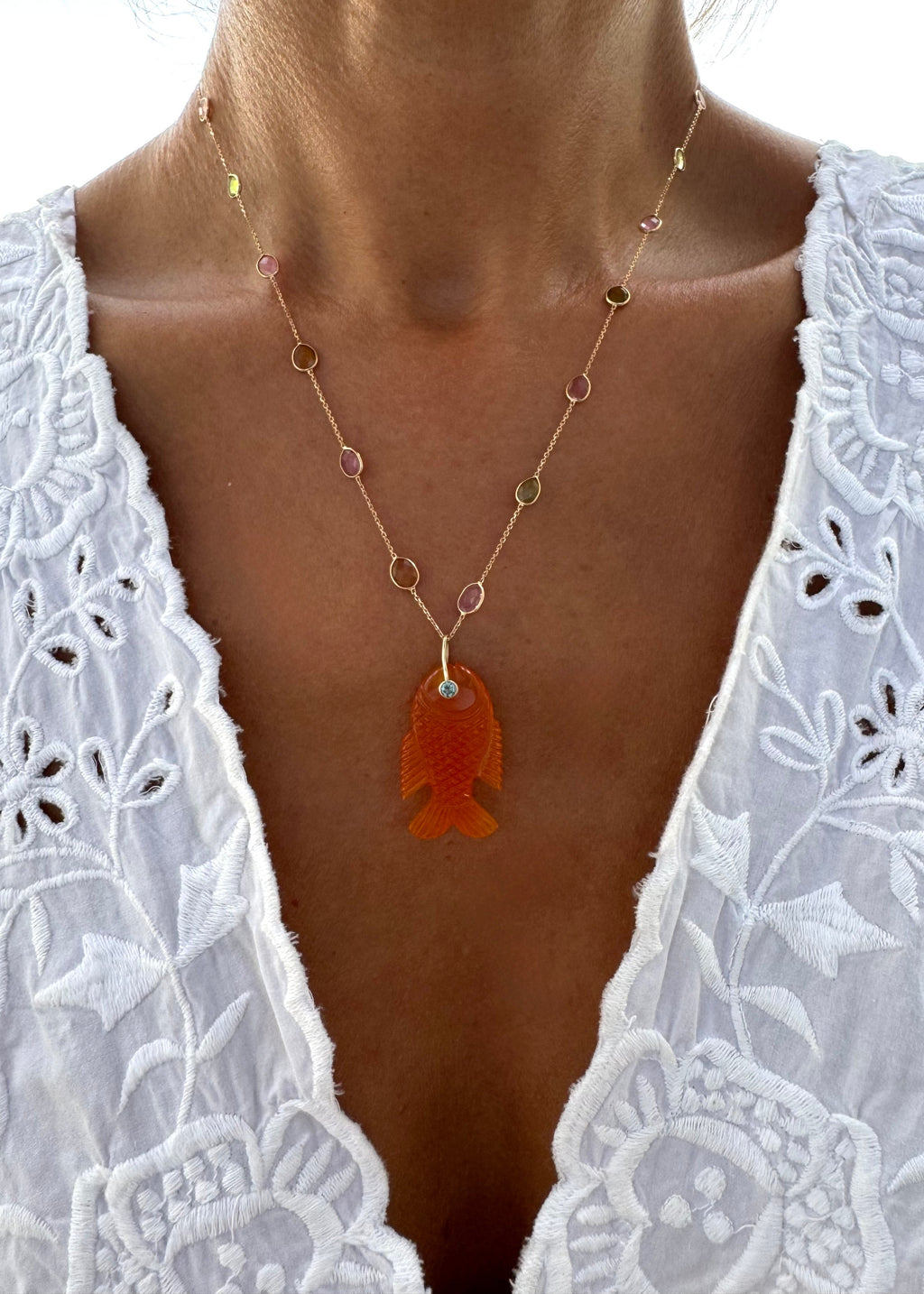 Tourmaline Fish Necklace