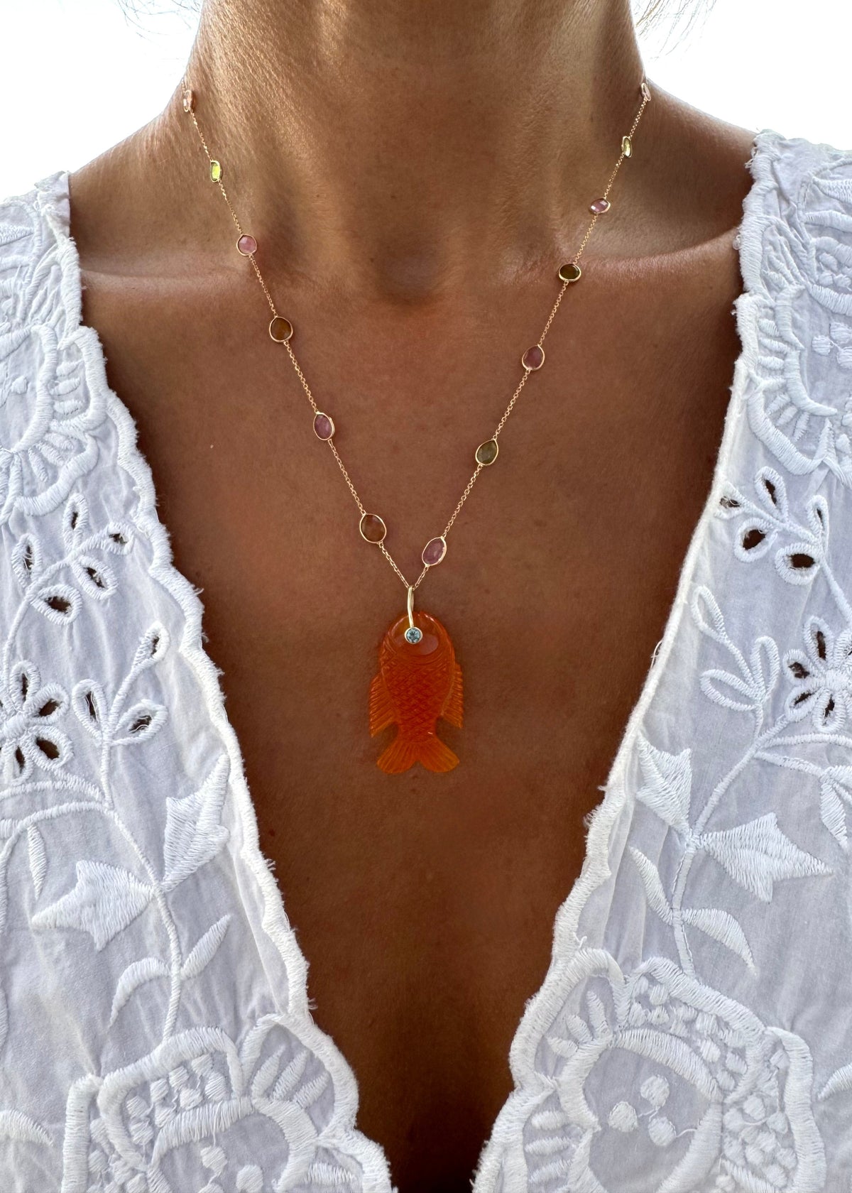 Tourmaline Fish Necklace