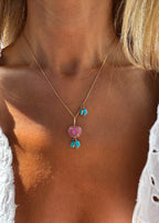 Light Pink Tourmaline and Turquoise Necklace