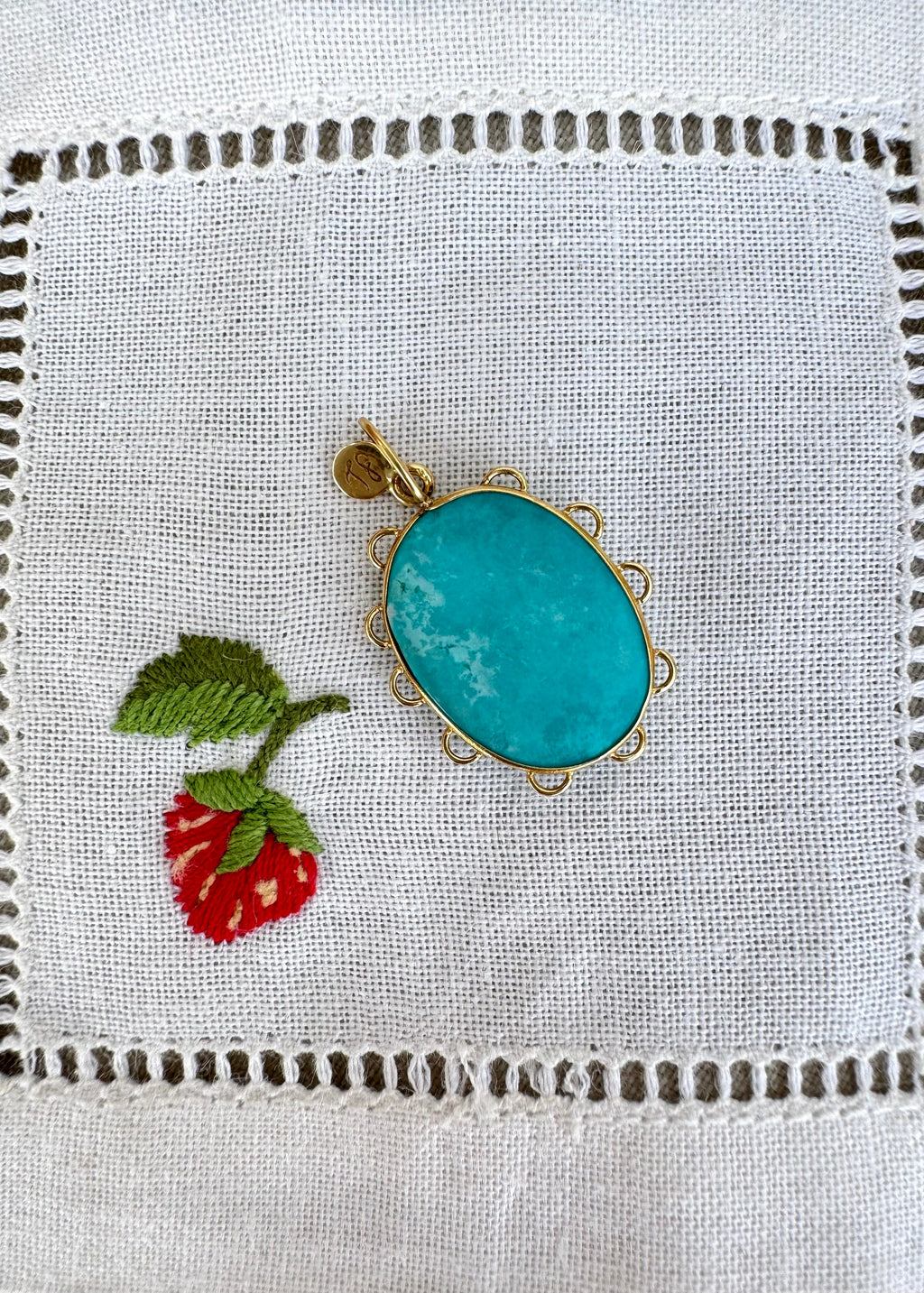 Polki Diamond Necklace and Howlite Turquoise Pendant